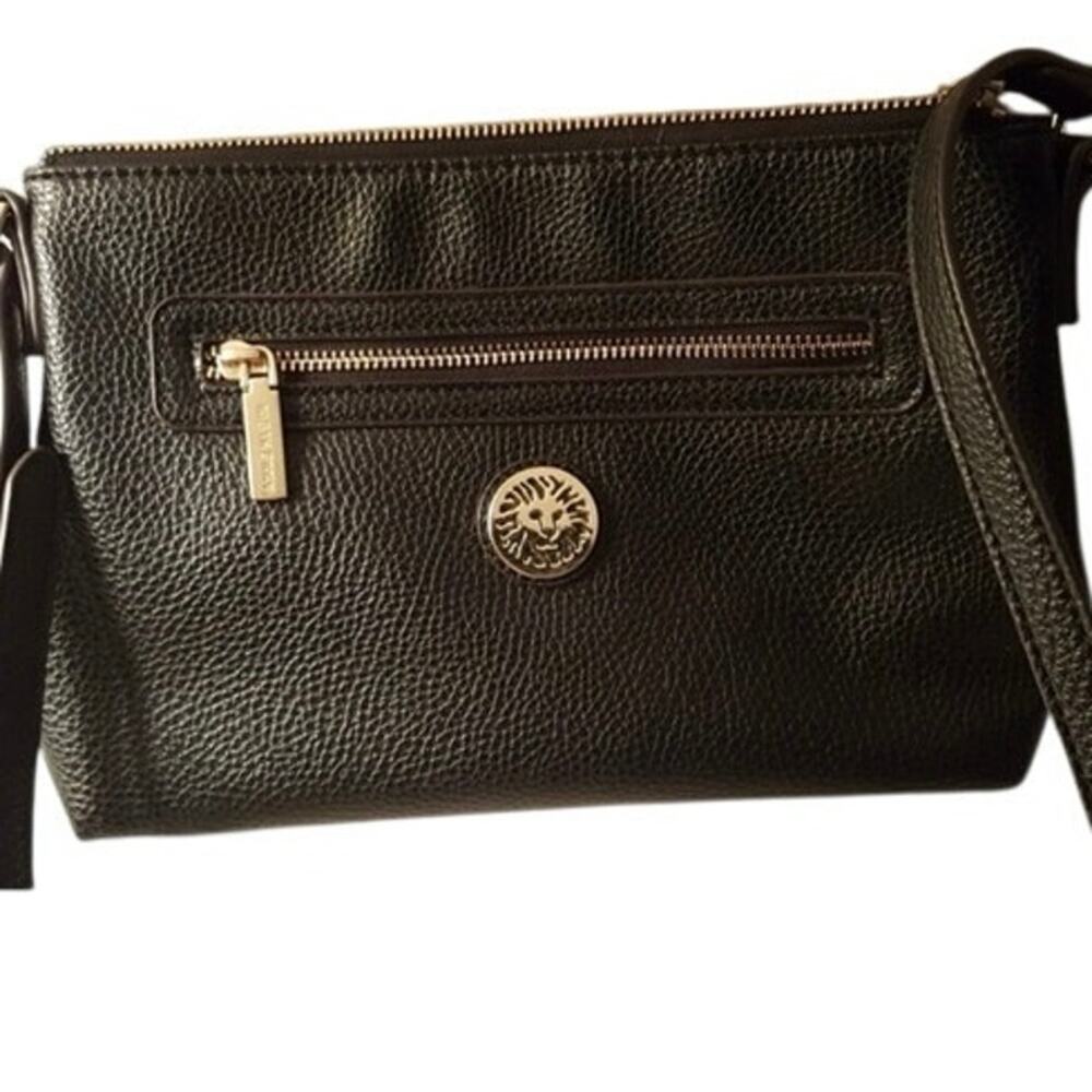 Anne Klein Purse Black Pebble Leather- cross body 10.5 x 7